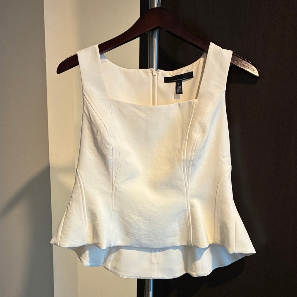 White House Black Market Peplum Bustier Tank Antique White